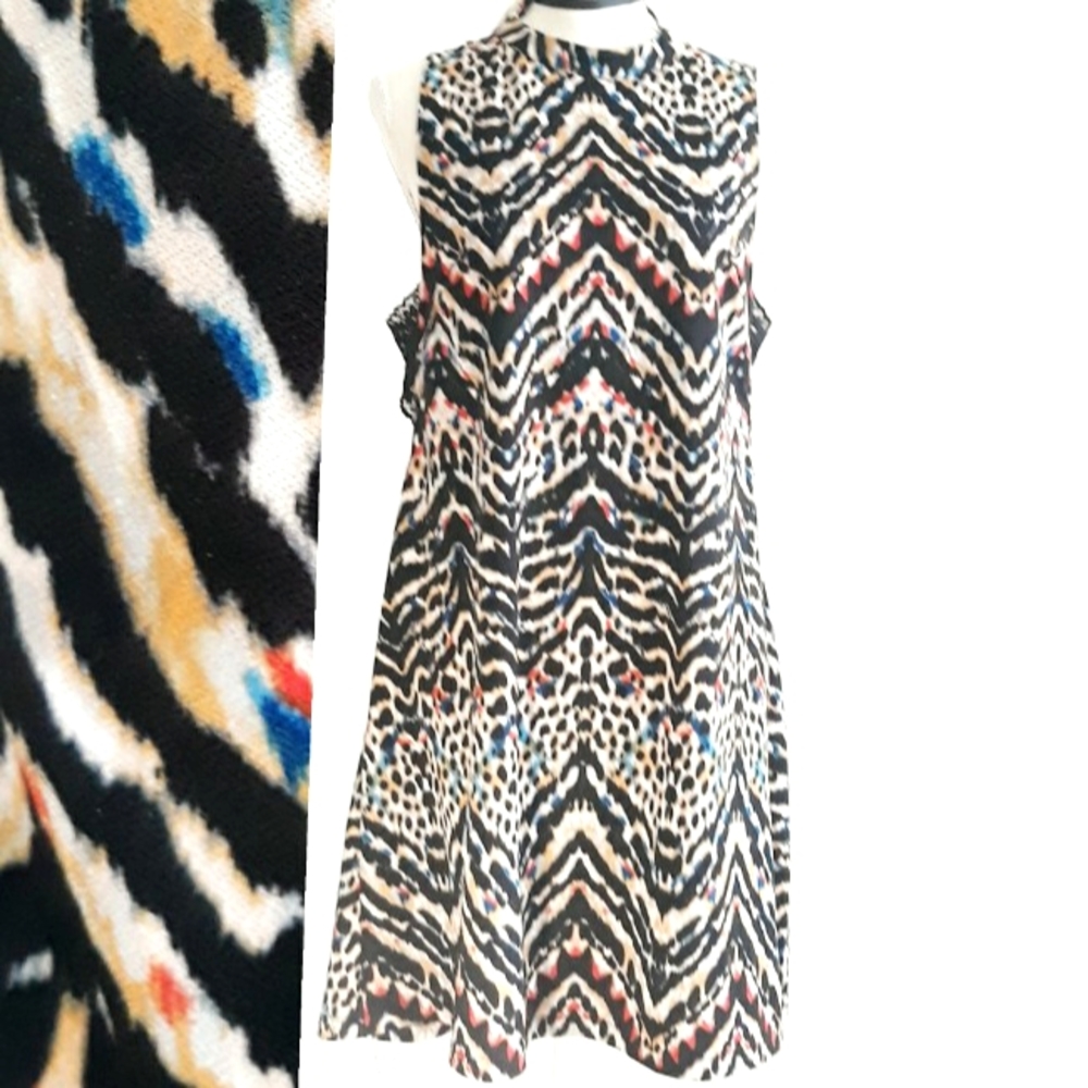 Material Girl Multicolor Animal Print Dress Lace Side Cut Outs Size XL